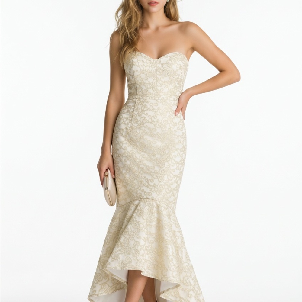 Elegant Cream Strapless Dress